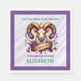 Pisces Zodiac Baby Shower Lavender and Green Pappersservett