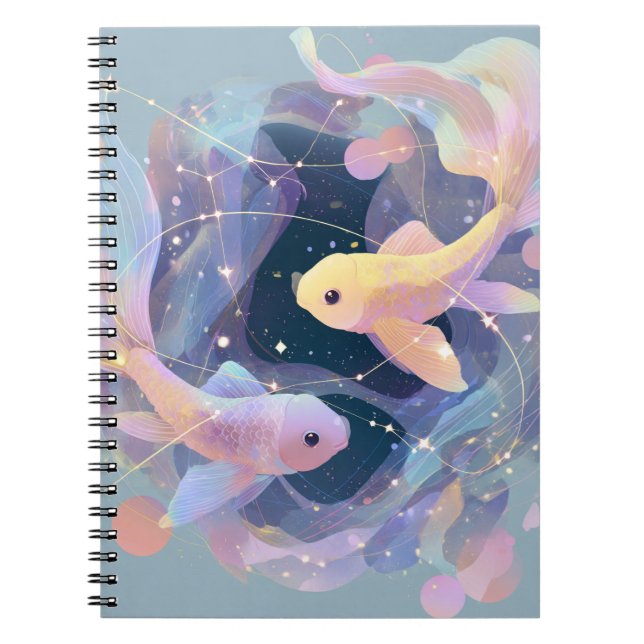 Pisces Zodiac bärbar dator - Dreamy Celestial Fish Anteckningsbok (Framsidan)