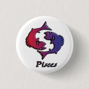 Pisces Zodiac Birth Sign Red Lila astrology art. Knapp