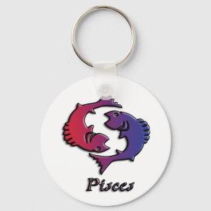 Pisces Zodiac Birth Sign Red Lila astrology art. Nyckelring