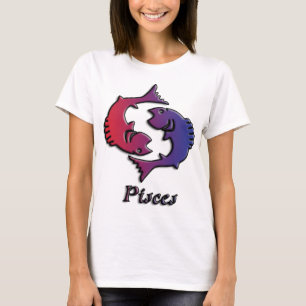 Pisces Zodiac Birth Sign Red Lila astrology art. T Shirt