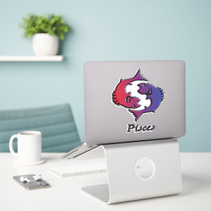 Pisces Zodiac Birth Sign Red Lila astrology Klistermärken
