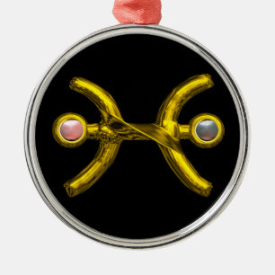 PISCES ZODIAC BIRTHDAY JEWEL ROSA WHITE PEARL Guld Julgransprydnad Metall