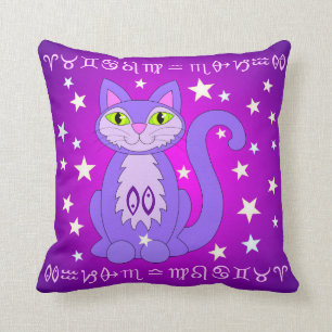 Pisces Zodiac Cat Astrology Sign Stars Pillow Kudde