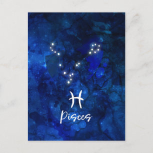 Pisces Zodiac Constellation Blue Galaxy Celestail Vykort
