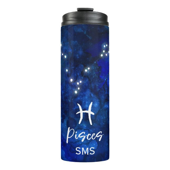 Pisces Zodiac Constellation Blue Galaxy Monogram (Framsida)