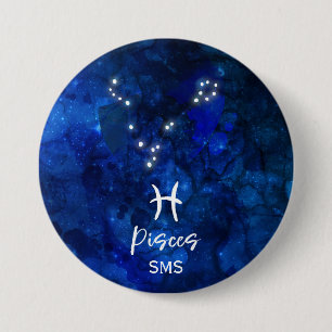 Pisces Zodiac Constellation Blue Galaxy Monogram Knapp