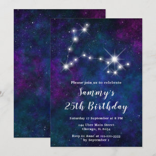Pisces Zodiac Constellation Födelsedagsfest Inbjudningar