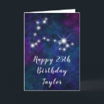 Pisces Zodiac Constellation Grattis på födelsedage Kort<br><div class="desc">Det här kosmiska och celestiala födelsekortet kan vara personlig med namn eller en titel som mamma, dotter, barndotter, brorson, brorson, brorson osv. Utformningen har Pisces zodiac-konstellationen på en mörk blått och lila vattenfärgad galaxbakgrund med spridda stjärnor. Texten kombinerar handskript och modern serif typsnitt för en snyggt och ett klassiskt utseende....</div>