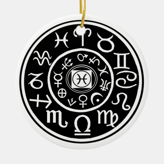 Pisces - Zodiac Constellation & Planethément Desig Julgransprydnad Keramik (Framsidan)