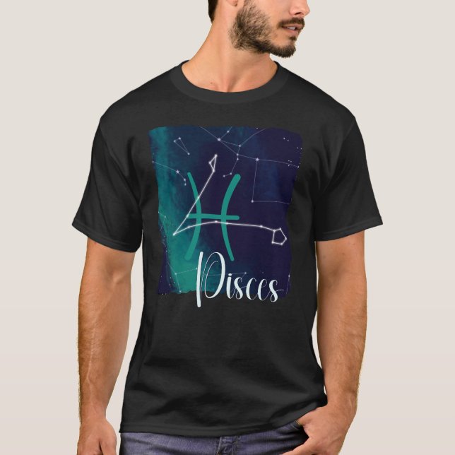 Pisces Zodiac Constellation T Shirt (Framsida)