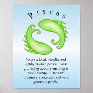 Pisces Zodiac Fish Astrology-tecken Poster