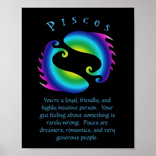Pisces Zodiac Fish Astrology-tecken Poster (Framsidan)