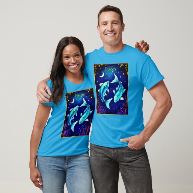Pisces Zodiac Fish Swimming in Cosmic Waters T Shirt (Unisex)