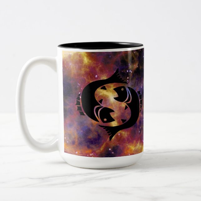 Pisces Zodiac Galaxy Art – Dreamy Astrology Horosc Två-Tonad Mugg (Vänster)