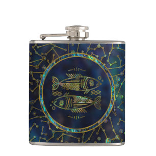 Pisces Zodiac Guld Abalone on Constellation Fickplunta