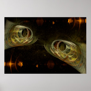 Pisces Zodiac Guld Fractal Art Poster
