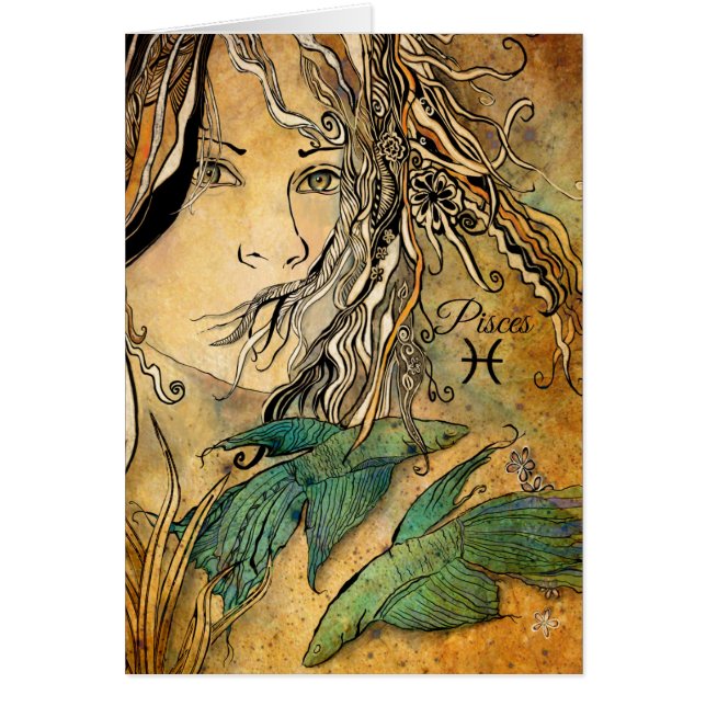 Pisces Zodiac Hälsningskort (Framsidan)