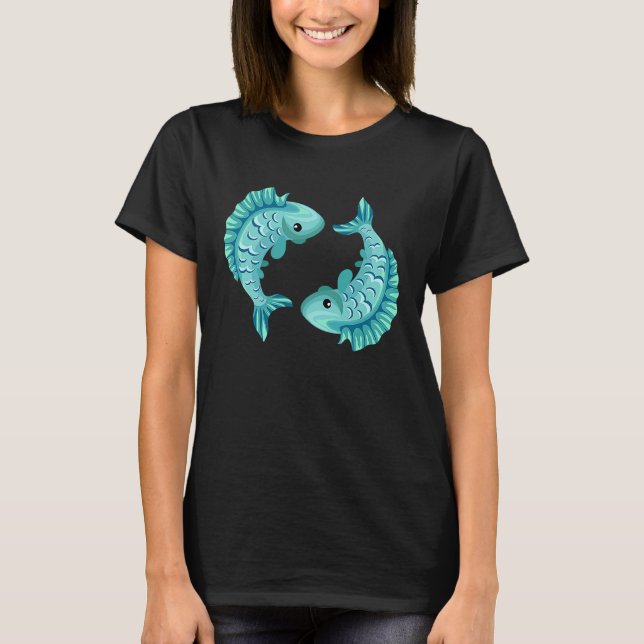 Pisces Zodiac Horoscope Astrology Astronomy Women  T Shirt (Framsida)