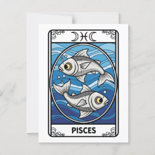 Pisces Zodiac Illustration Tarot Stil Vykort