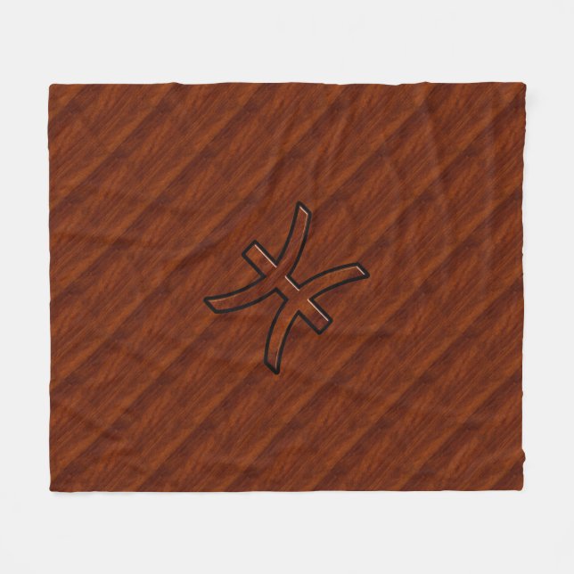 Pisces Zodiac Logga in Mahogany Wood Decor Fleecefilt (Framsidan (Horisontell))