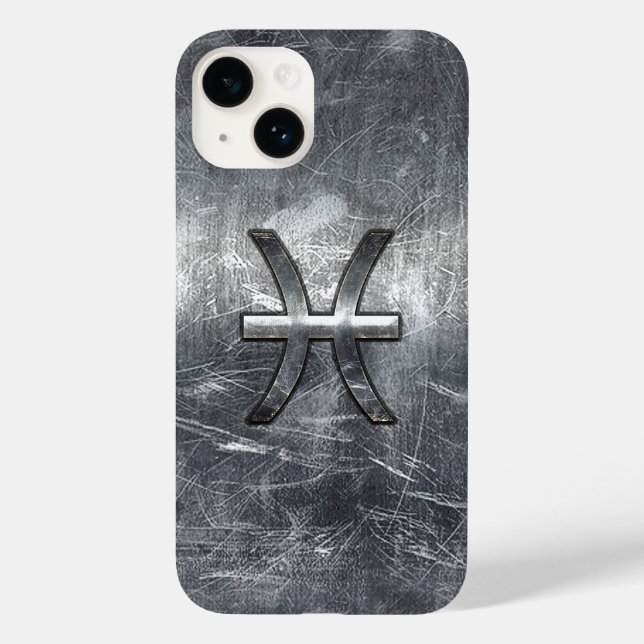 Pisces Zodiac Login Grunge Silver Steel Stil (Baksida)