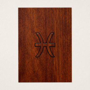 Pisces Zodiac Login in Mahogany wood grain stil Visitkort