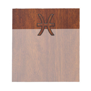 Pisces Zodiac Login Mahogany Wood Stil Anteckningsblock