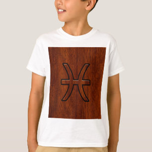 Pisces Zodiac Login Mahogany wood stil Tee Shirt