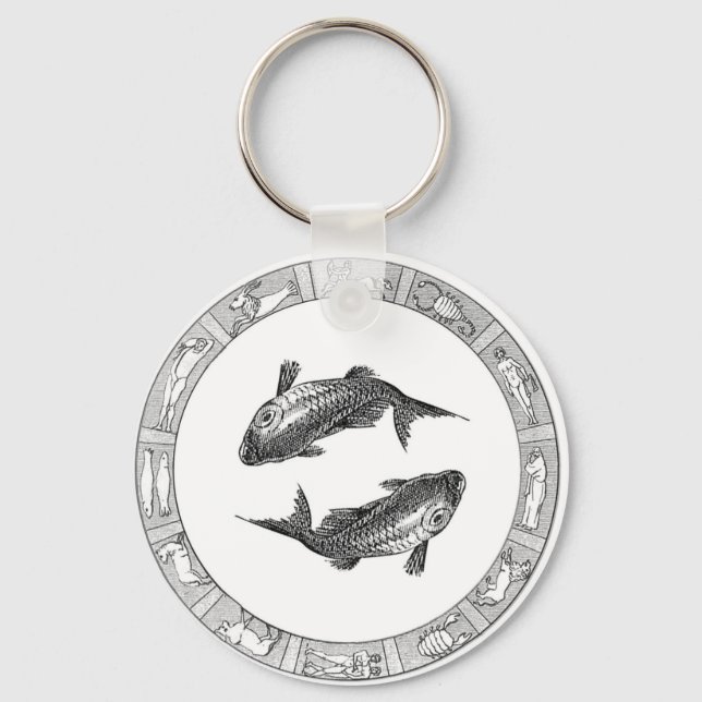 Pisces Zodiac-nyckelkedja Nyckelring (Framsida)