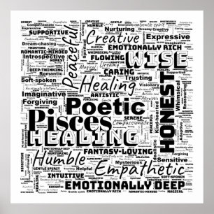 Pisces Zodiac Ord Cloud Inspiration Sqaure (L) Poster
