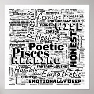 Pisces Zodiac Ord Cloud inspiration Sqaure (S-M) Poster