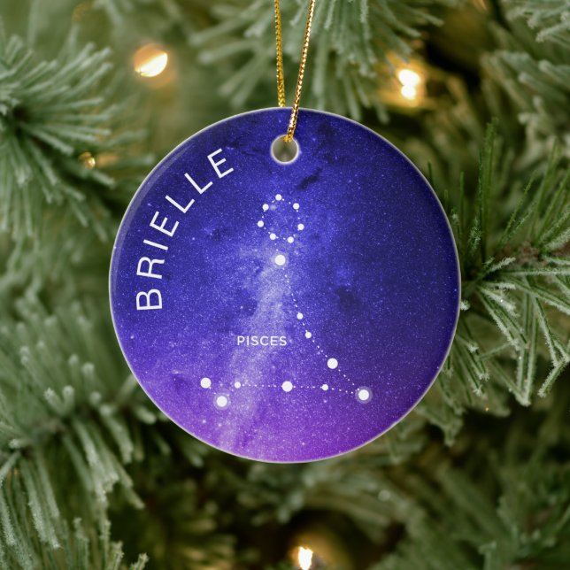Pisces Zodiac Ornament Personlig Zodiac Gift (Träd)