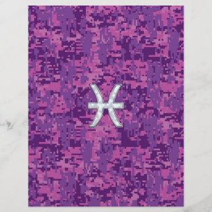 Pisces Zodiac på Fuchsia Rosa Digital Camouflage