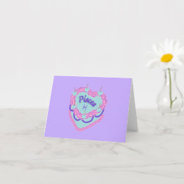 Pisces Zodiac Pastel Heart Birthday Cake Kort