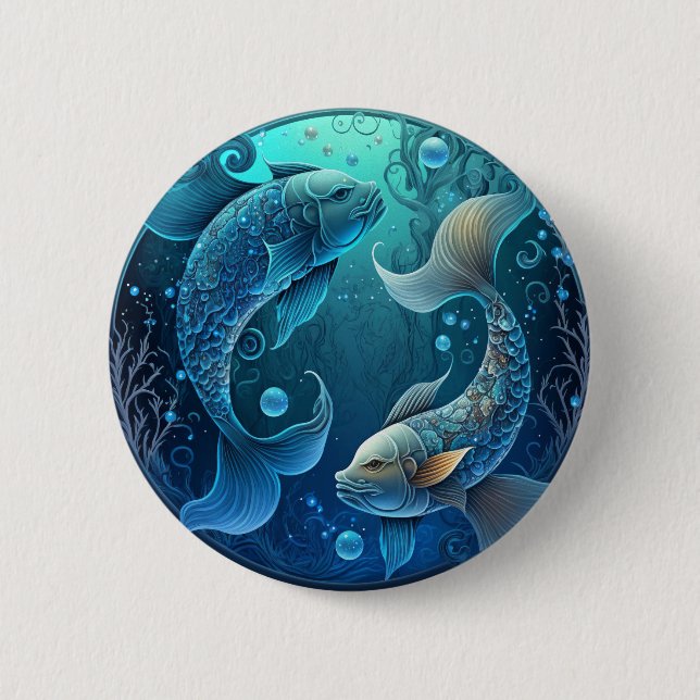 Pisces Zodiac Pin Knapp (Framsida)