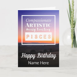 Pisces Zodiac Roligt Egenskaper Födelsedag Kort