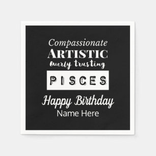 Pisces Zodiac Roligt Egenskaper Födelsedag Pappersservett