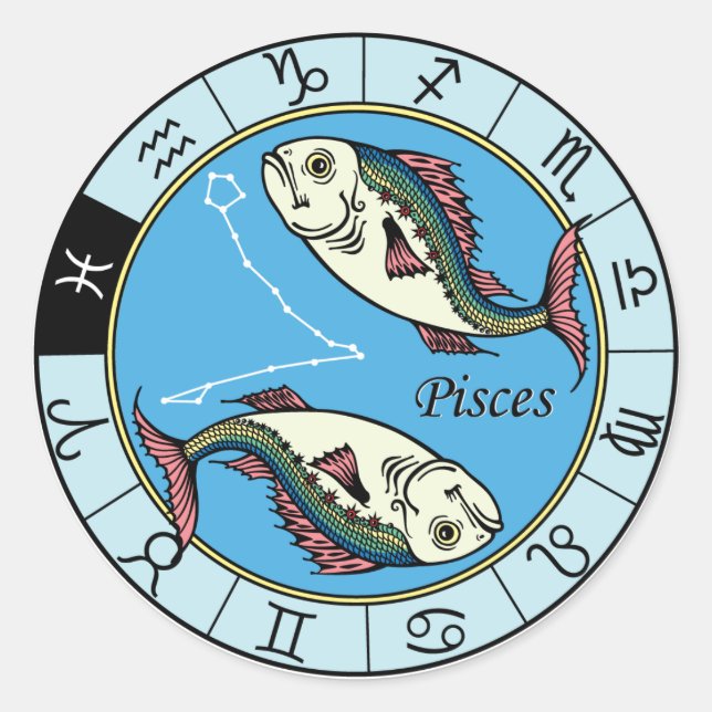 pisces zodiac runt klistermärke (Framsida)
