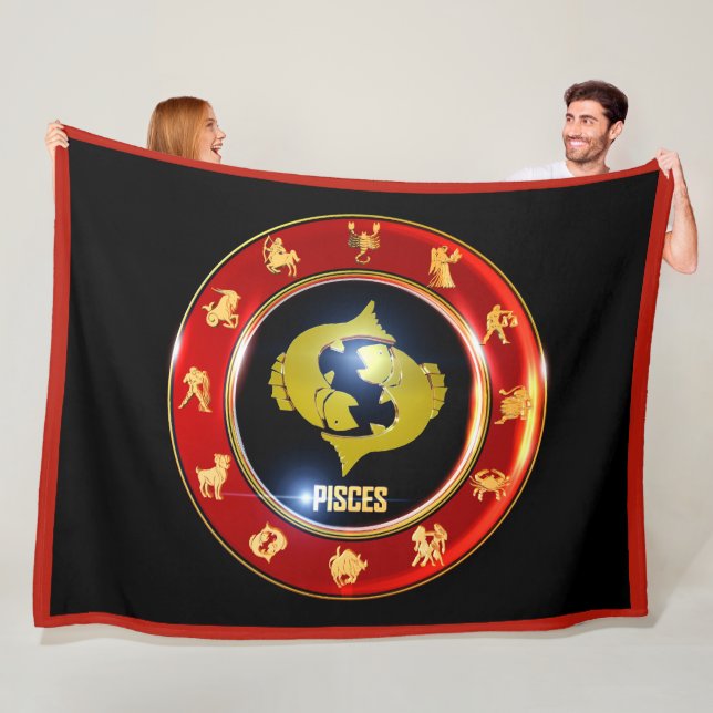 Pisces Zodiac Sign Astrology Fleece Blanket (På plats)