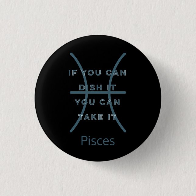 Pisces Zodiac Sign Fun Quote Blue Text Birthday Knapp (Framsida)
