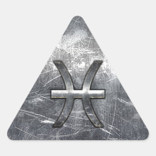 Pisces Zodiac Sign in grunge Steel stil decor Triangelformat Klistermärke