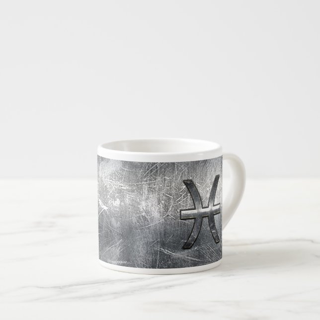 Pisces Zodiac Sign in grunge Steel stil Espressomugg (Framsida höger)
