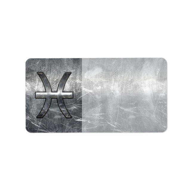 Pisces Zodiac Sign in grunge Steel stil print Adressetikett (Framsidan)