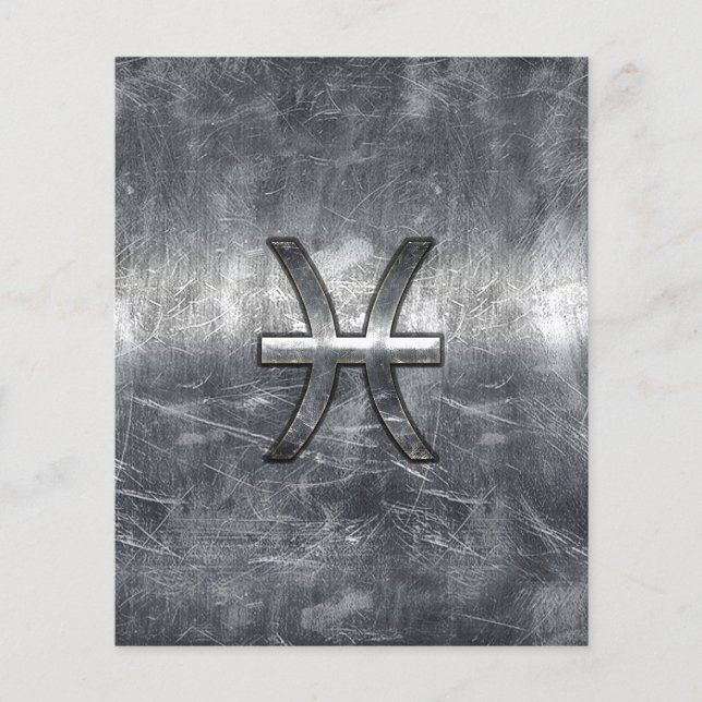 Pisces Zodiac Sign in grunge steel stil print Flygblad (Framsidan)
