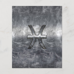 Pisces Zodiac Sign in grunge steel stil print Flygblad