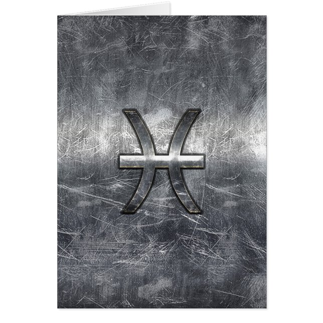 Pisces Zodiac Sign in grunge Steel stil print Hälsningskort (Framsidan)