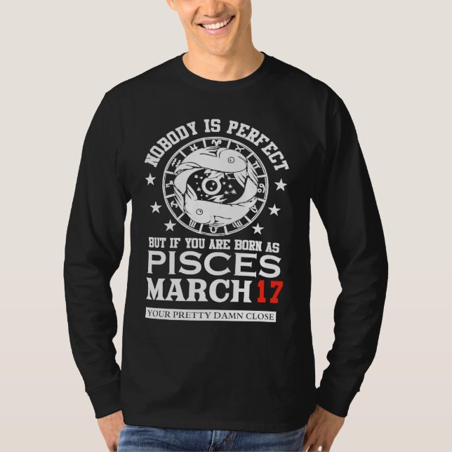 Pisces Zodiac Sign March 17 Women Man Birthday Par T Shirt (Framsida)