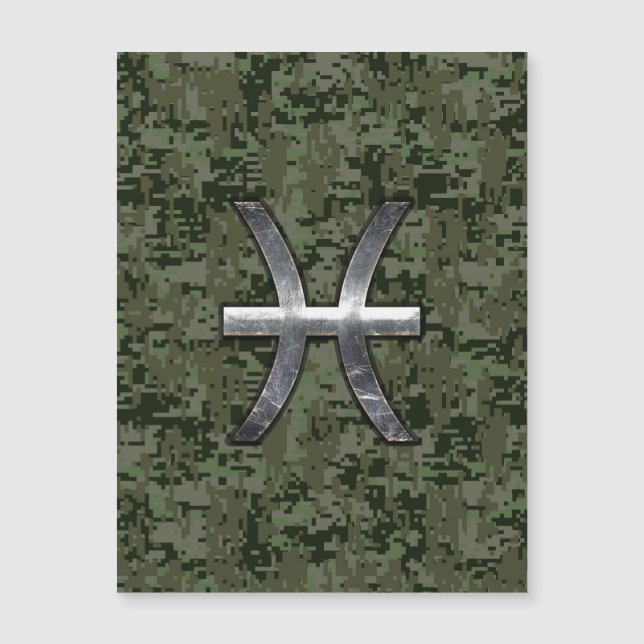 Pisces Zodiac Sign på Woodland Digital Camo (Framsida)