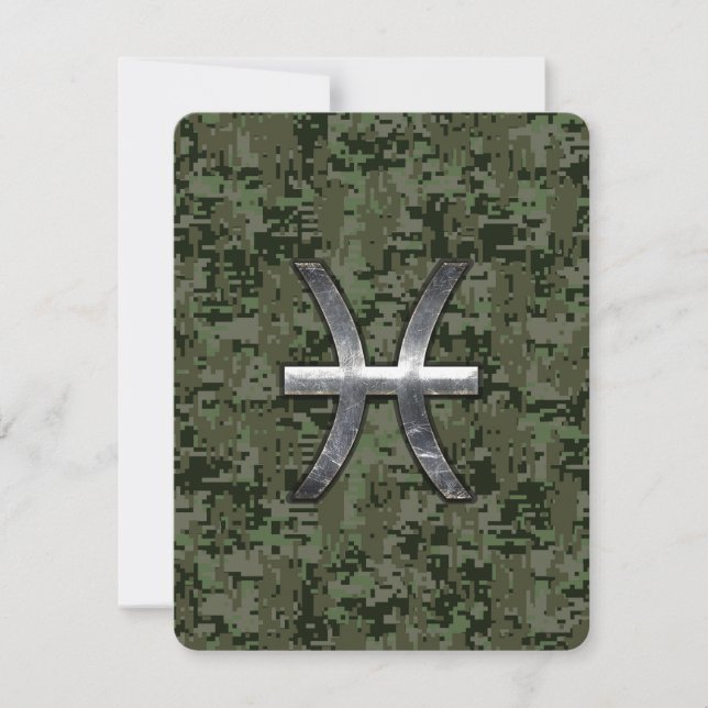 Pisces Zodiac Sign på Woodland Digital Camouflage (Framsida)